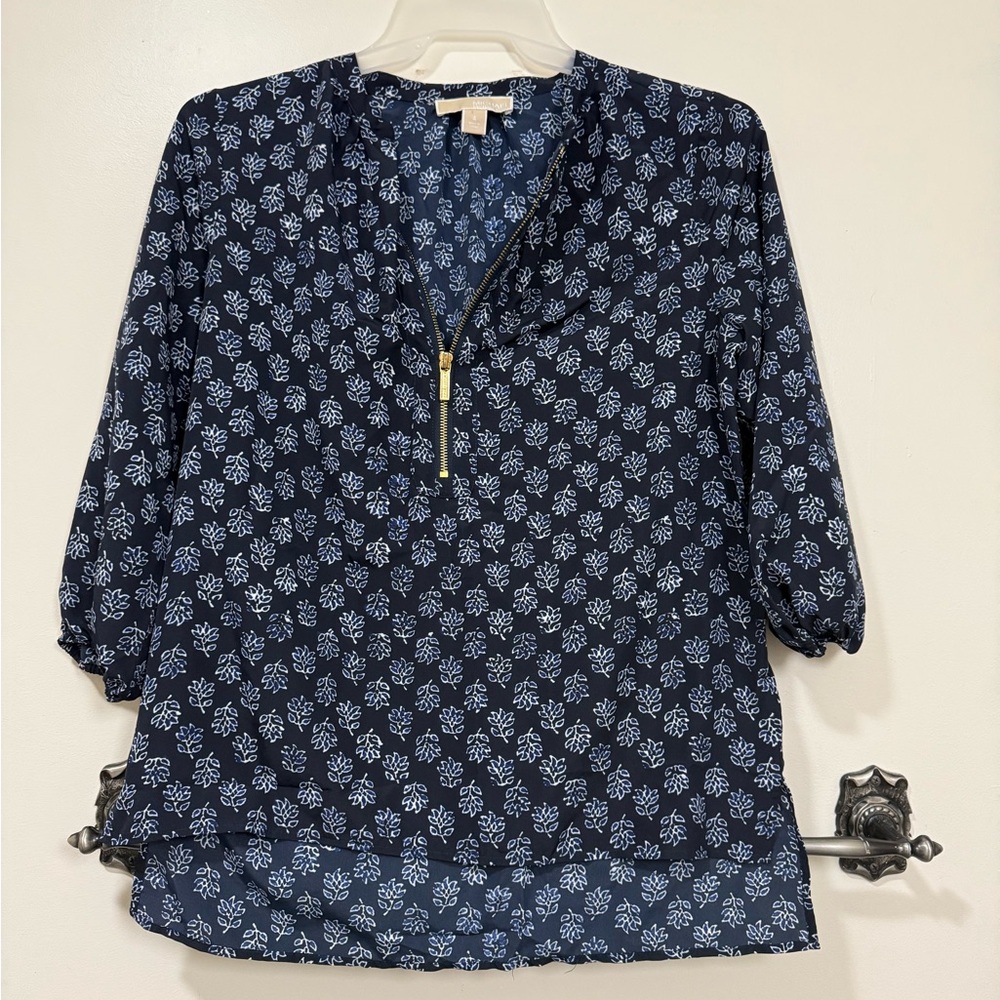 Michael Kors Dark Blue Floral Blouse